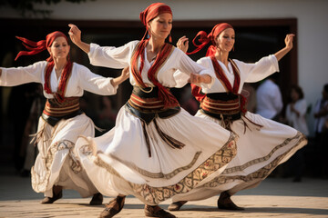 Cultural dancers. Graceful Cossack Tradition. Eastern Woman Showcases the Beauty of Folk Dance.