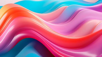 Wall Mural - Abstract rainbow colors wavy background. Flowing colourful texture. Vivid smooth waves shapes. Festive vibrant textured art backdrop