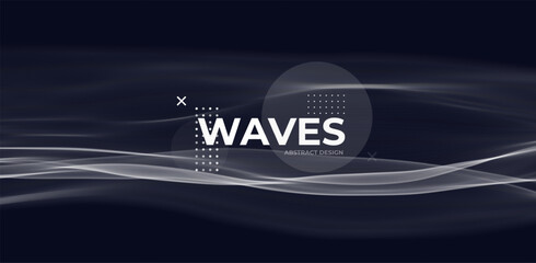 Wall Mural - White abstract wave. Magic line design. Flow curve motion element. Neon gradient wavy illiustration.