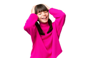 Wall Mural - Little caucasian girl over isolated background laughing