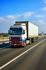 A container-laden truck en route to its destination