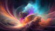 abstract space concept with fantastic sky colorful burst smoke magic sky.3d rendering illustration.