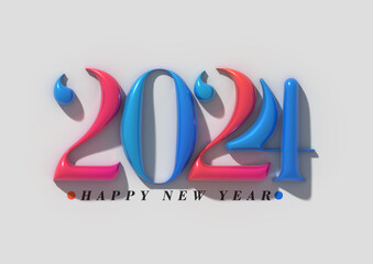 Wall Mural - 2024 Happy New Year Lettering Typographical Illustration Design.