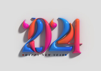 Poster - 2024 Happy New Year Lettering Typographical Illustration Design.