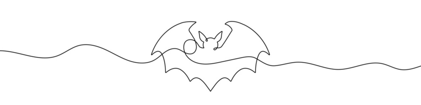 Continuous line drawing of bat. Bat continuous line icon.