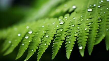 Wall Mural - water drops on green leaf, Beautiful water drops after rain on green leaf in sunlight, macro. Many droplets of morning dew outdoor, beautiful round bokeh, selective focus. Amazing artistic image 