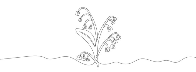 Wall Mural - continuous line drawing of flower. single line plant icon.