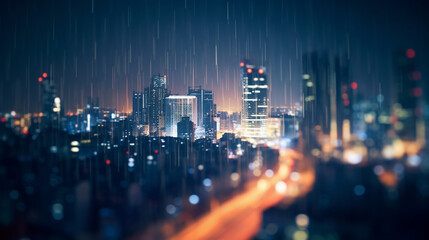 Wall Mural - a blurry image of a city at night, generative ai