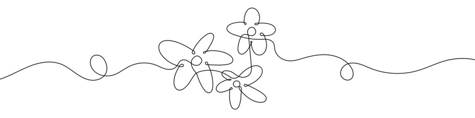 Wall Mural - continuous line drawing of flower. single line plant icon.