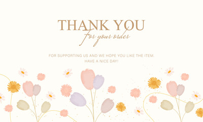 Sticker - thank you card with colorful cute flowers decoration. suitable for your small business