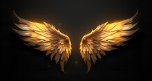 A Pair Of Golden Wings Isolated On Black Background