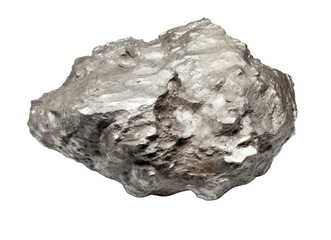 Giant silver mineral stone isolated on transparent background