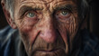 
close-up of an old man's face with a piercing gaze