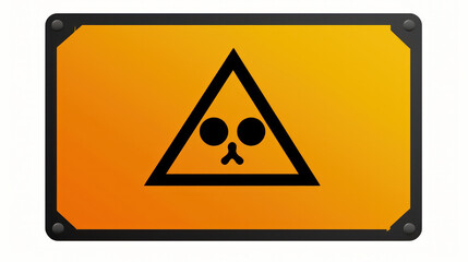 Yellow triangular sign. Grungy style danger sign with skull and cross bones on white background. Rusty. Warning. Caution. Hazard. Danger. Worn out.