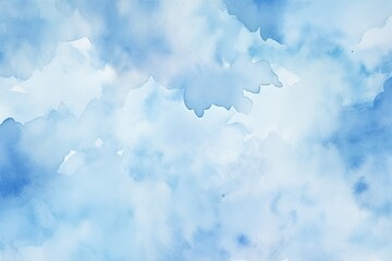 Wall Mural - Watercolor background. Abstract streaks in the form of haze, clouds. Blue sky, atmosphere