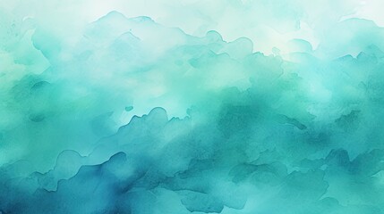 Wall Mural - Watercolor background. Abstract streaks in the form of waves, sea, haze, clouds. Aquamarine sea, ocean.