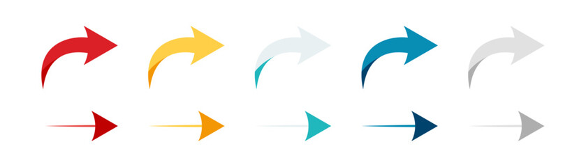 Wall Mural - arrow icon set. colored arrow symbols. arrow of different types. arrow isolated vector graphic eleme
