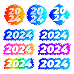 Poster - 2024 Happy New Year - Banner, Design Template, Logo Text Sign Isolated on White Background. Holiday Greeting Card. Vector Stock Illustration

