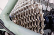 New bicycle chain, macro photo, details, fragment