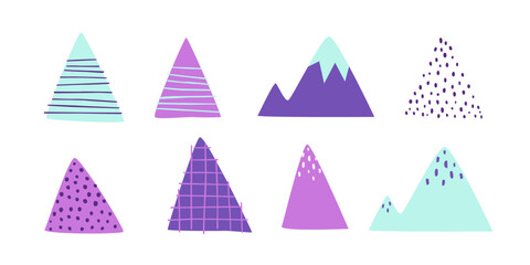 Wall Mural - scribble mountains set. abstract vector mountains collection. naive doodle mountains for cute design