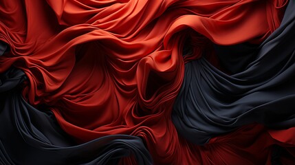 Wall Mural - A vibrant and striking art piece, showcasing the dynamic interplay of bold red and black fabrics