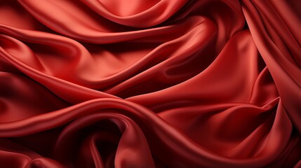 Wall Mural - Bold and luxurious, a rich maroon silk fabric cascades gracefully against a deep red backdrop, evoking feelings of opulence and passion