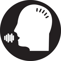 Poster - voice command vector icon . Talk or speech head logo in Trendy Fill Style. Ai assistant person face symbol. speaker audio sound human head icon isolated on transparent background.