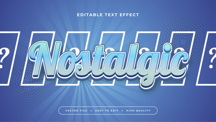 Poster - Blue nostalgic 3d editable text effect - font style
