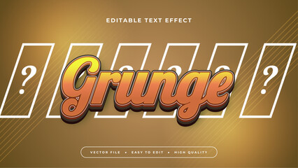 Poster - Brown yellow and orange gray grunge 3d editable text effect - font style