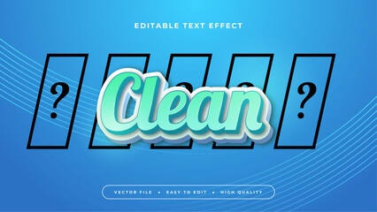 Poster - Blue clean 3d editable text effect - font style