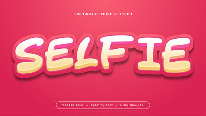 Poster - Pink white and beige selfie 3d editable text effect - font style. Text effect for social media, post, story, feed, video, and template