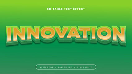 Poster - Green and yellow innovation 3d editable text effect - font style. Text effect for technology, security, health, climate, and innovation