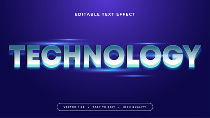 Poster - Blue and white technology 3d editable text effect - font style. Text effect for technology, security, health, climate, and innovation