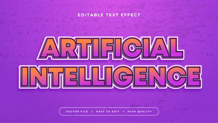 Poster - Orange and purple violet artificial intelligence 3d editable text effect - font style. Text effect for technology, security, health, climate, and innovation
