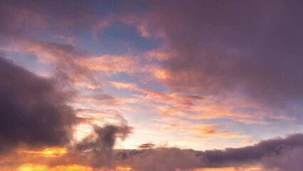 Wall Mural - colorful sky with fast clouds background at sunset time lapse