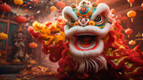 Chinese dragon as a character for the dragon dance at the Chinese New Year festival. ai generative