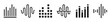 © Comauthor - Audio wave icon set. Sound, waves, radio, soundwave, music, audio signal, equalizer, acoustic. Radio wave symbol collection - stock vector.
