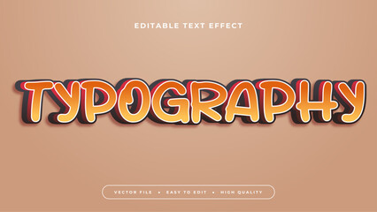 Poster - Brown orange and yellow typography 3d editable text effect - font style