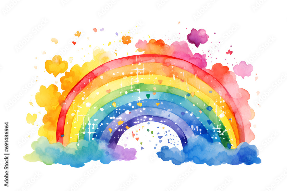 Cute watercolor rainbow illustration isolated on white background Stock ...