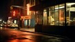 Night restaurant. New York life in the 1960s. Photorealistic illustration. Streets of New York. 