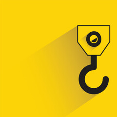 Sticker - industrial hook with shadow on yellow background