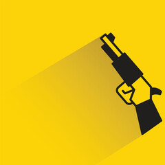 Wall Mural - shotgun with drop shadow on yellow background