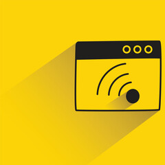 Canvas Print - web and wifi with shadow on yellow background