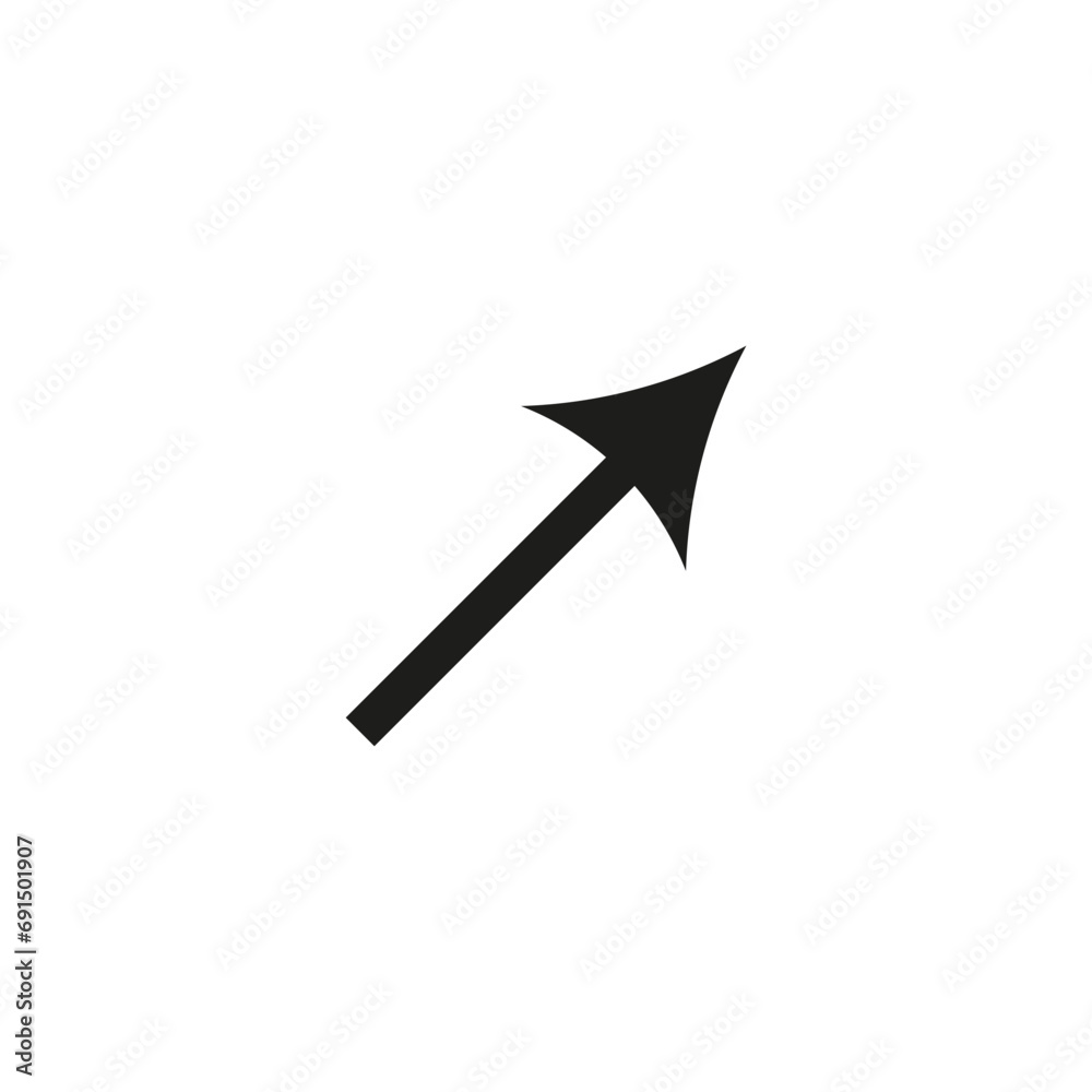 Thin straight diagonal arrow to the right and up. Vector symbol. Stock ...