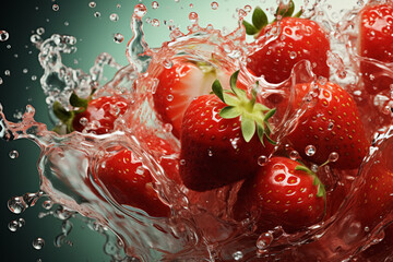 Aufkleber - Strawberry - Red and green abstract splashes with a juicy feel.
