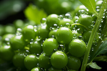 Poster - Peas - Small green orbs in an abstract, clustered arrangement.