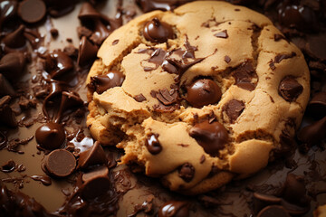 Chocolate chip cookie - Brown abstract forms with dark chocolate spots.