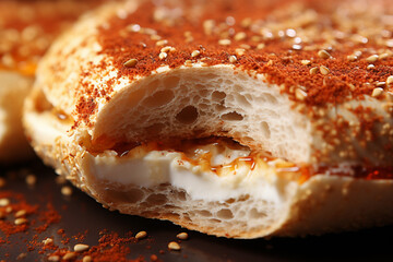 Poster - Bagel - Round abstract form with a variety of seed textures on top.