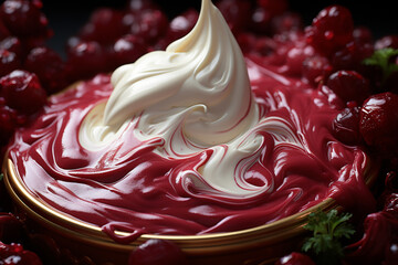 Poster - Borscht - Deep red beet abstract with a dollop of sour cream.