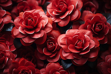 Camellia - Glossy, deep red abstract petals with a luxurious feel.